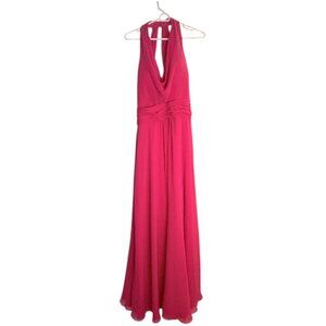 Colour by Kenneth Winston Hot Pink Chiffon Halter Maxi Gown L/XL Vibrant